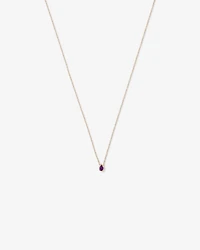 Pear Cut Purple Amethyst Gemstone Pendant Necklace Bezel Set in 10kt Yellow Gold
