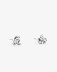 Cubic Zirconia Knot Stud Earrings in Sterling Silver