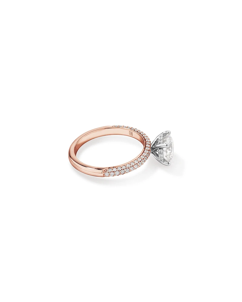1.95 Carat TW Round Brilliant Laboratory-Grown Diamond Solitaire Side Accent Engagement Ring in 14kt White Gold