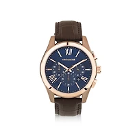 Men's Chronograph Watch in Brown Tone Stainless Steel and Brown Leather