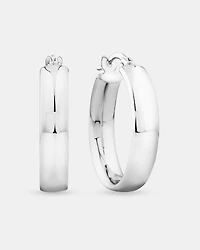15mm Flat Round Hoop Earrings in 10kt White Gold
