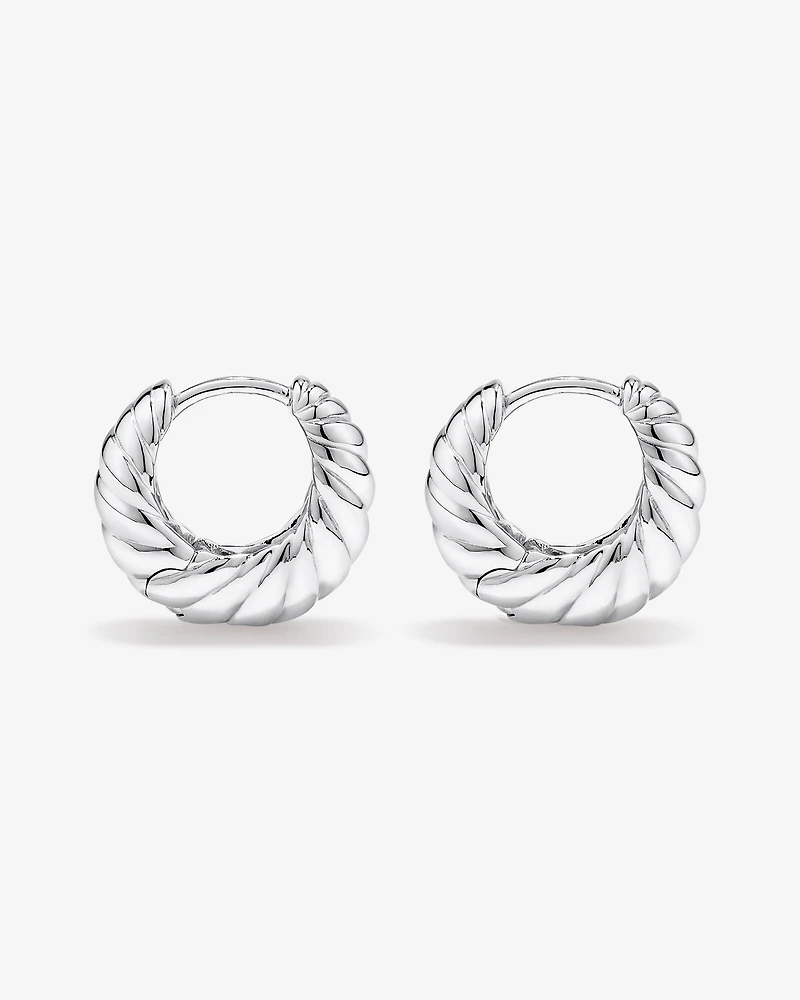 Small Croissant Huggie Earrings in Sterling Silver