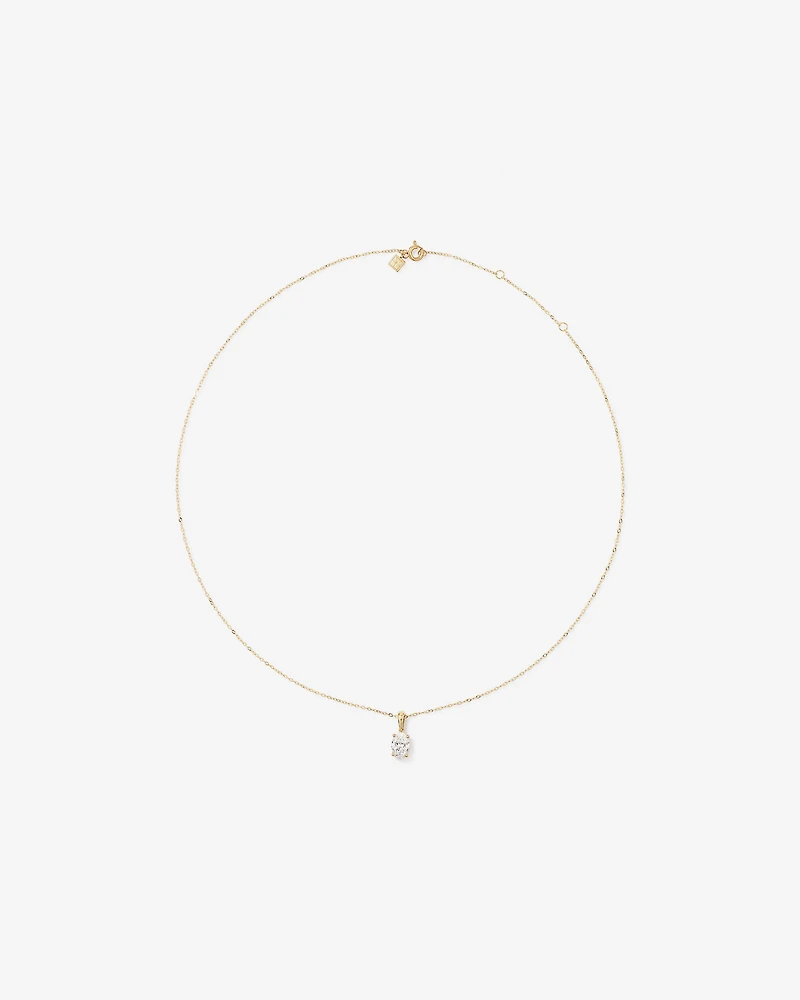 1.00 Carat TW Oval Cut Laboratory-Grown Diamond Solitaire Pendant  in 10kt Yellow Gold