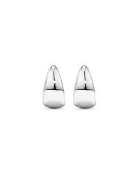 Polished Large Half Hoop Dome Stud Earrings in Sterling Silver