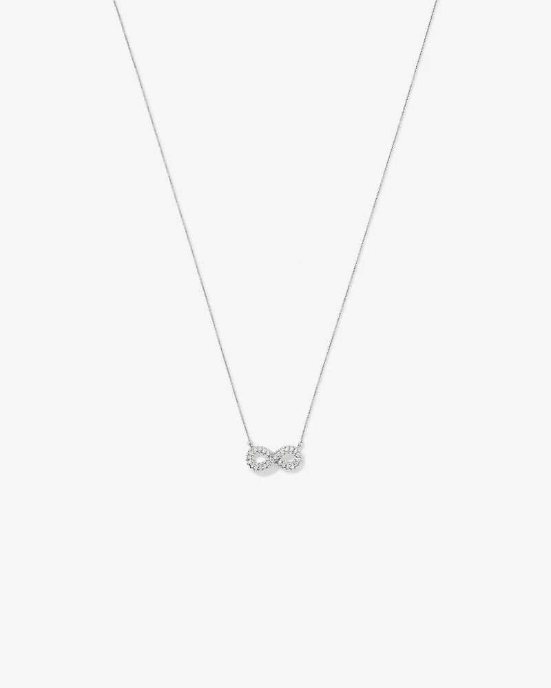 Cubic Zirconia Puff Infinity Pendant Necklace in Sterling Silver