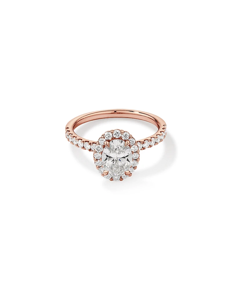 1.78 Carat TW Oval Laboratory-Grown Diamond Halo Engagement Ring in 14kt White Gold