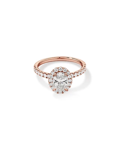 1.78 Carat TW Oval Laboratory-Grown Diamond Halo Engagement Ring in 14kt White Gold