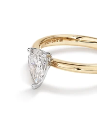 Bague de fiançailles solitaire diamant taille poire certifié TW de 0,70 carat en or jaune et blanc 18 carats