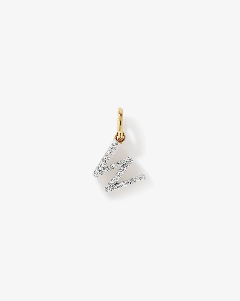 Diamond Letter W Initial Pendant in 10kt Yellow Gold