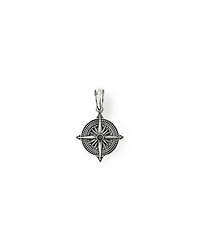 Black Diamond Compass Pendant in Sterling Silve