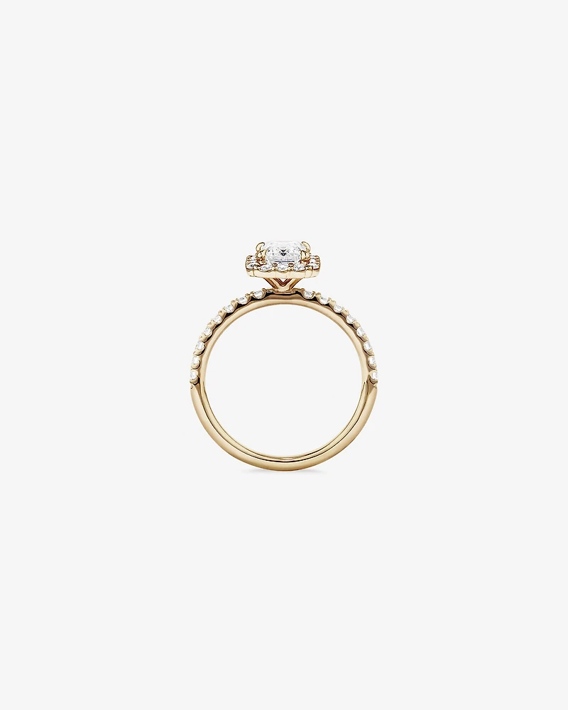 1.78 Carat TW Emerald Cut Laboratory-Grown Diamond Halo Engagement Ring in 14kt White Gold