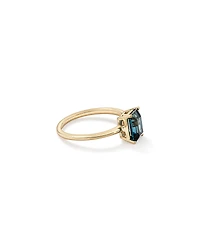 Emerald Cut London Blue Topaz Gemstone Solitaire Ring in 10kt Yellow Gold