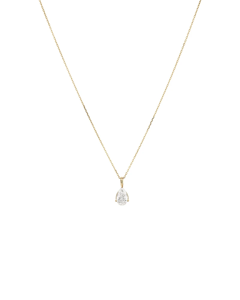 1.00 Carat TW Pear Cut Laboratory-Grown Diamond Solitaire Pendant in 10kt Yellow Gold