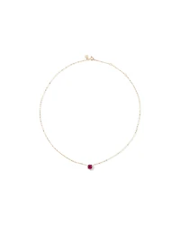 Round Cut Red Created Ruby and Lab-Grown Diamond Halo Stud Earrings and Pendant Necklace Set in 10kt Yellow & Rhodium