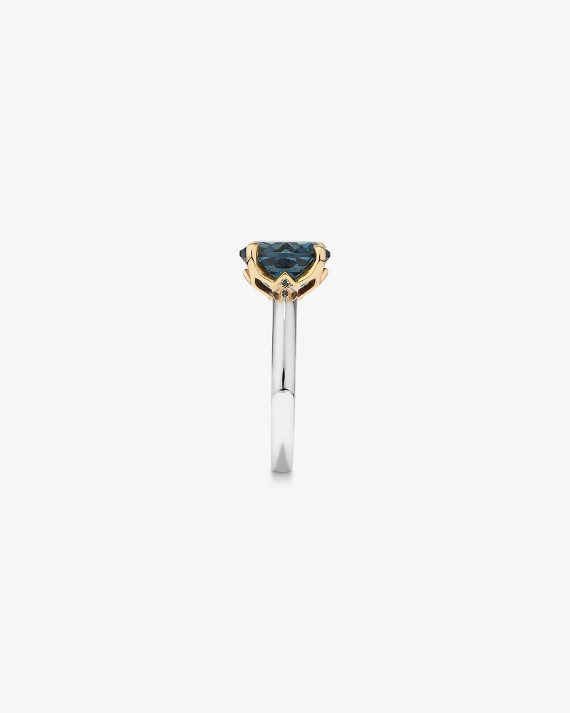 Ring with London Blue Topaz in Sterling Silver and 10kt Yellow Gold