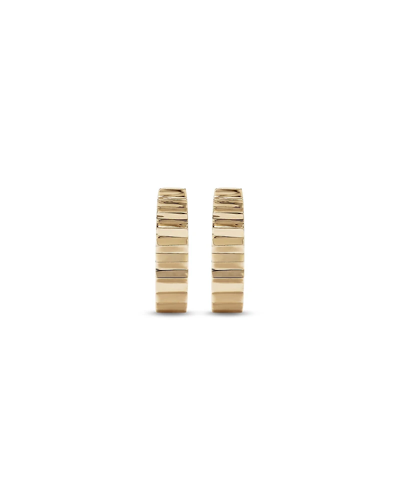 Ribbed Huggie Hoop Earrings in 10kt White Gold