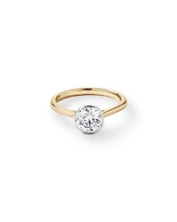 Bague De Fiançailles En Diamant De Laboratoire Rond Brillant De 1,25 Carat Poids Total, Sertie Dans Un Chaton En Or Jaune 14 Carats