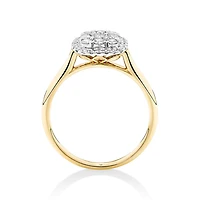 Square Cluster Halo Ring with 0.50kt TW of Diamonds in 10kt Yellow Gold
