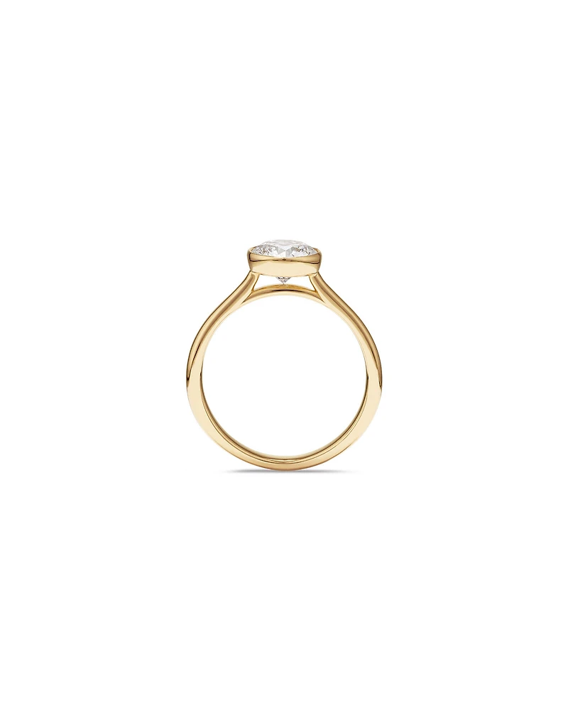 Bague de fiançailles solitaire sertie clos en diamant rond brillant de 1,25 carat TW, en or jaune 14 kt