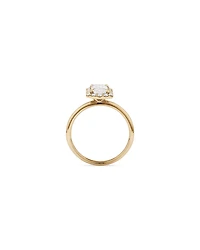 Bague De Fiançailles Halo En Diamant De Laboratoire Taille Émeraude De 1,46 Carat Poids Total En Or Jaune Et Blanc 14 Carats