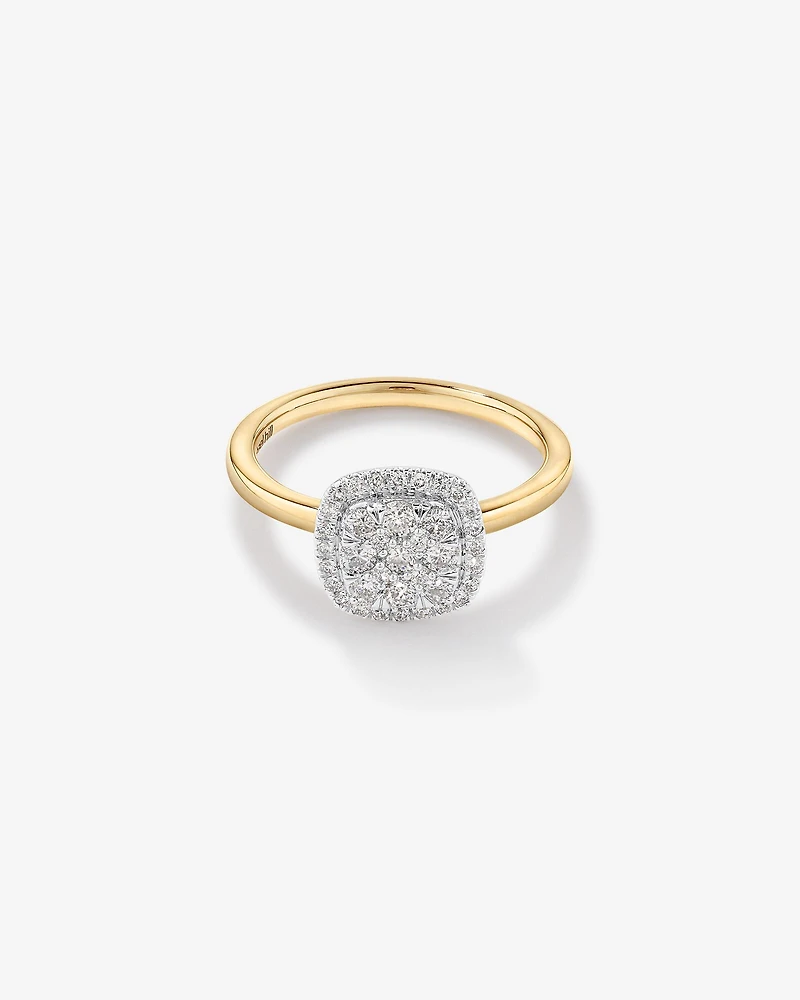 0.50 Carat TW Cushion Shaped Diamond Cluster Ring in 14kt Yellow & White Gold