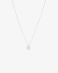Fine Double Circle Diamond Pendant in Sterling Silver