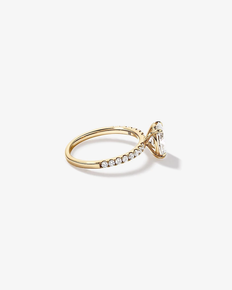1.81 Carat TW Oval Lab-Grown Diamond Side Accent Engagement Ring in 14kt Yellow Gold