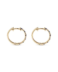 0.22 Carat TW Diamond and Created Sapphire Huggie Hoop Earrings in 10kt Yellow Gold