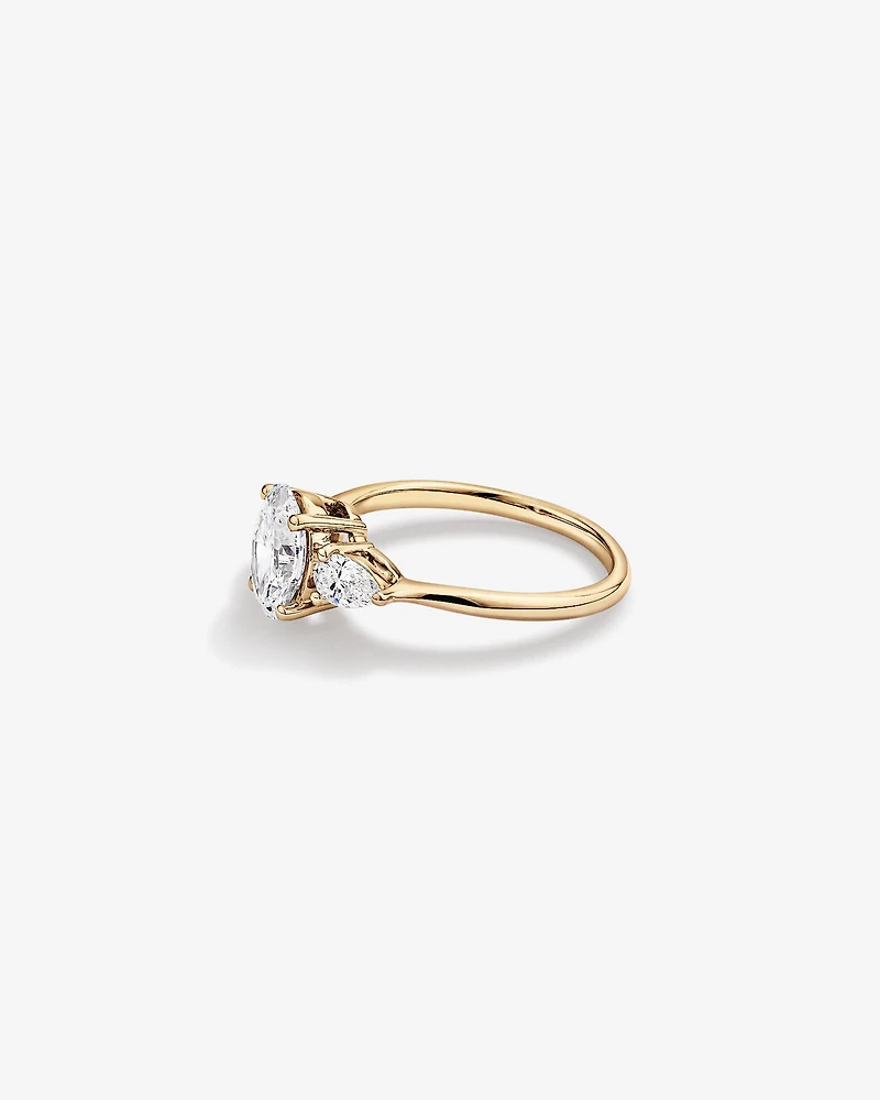 1.65 Carat TW Three Stone Oval and Pear Shaped Laboratory-Grown Diamond Engagement Ring in 14kt White Gold