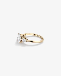 1.65 Carat TW Three Stone Oval and Pear Shaped Laboratory-Grown Diamond Engagement Ring in 14kt White Gold