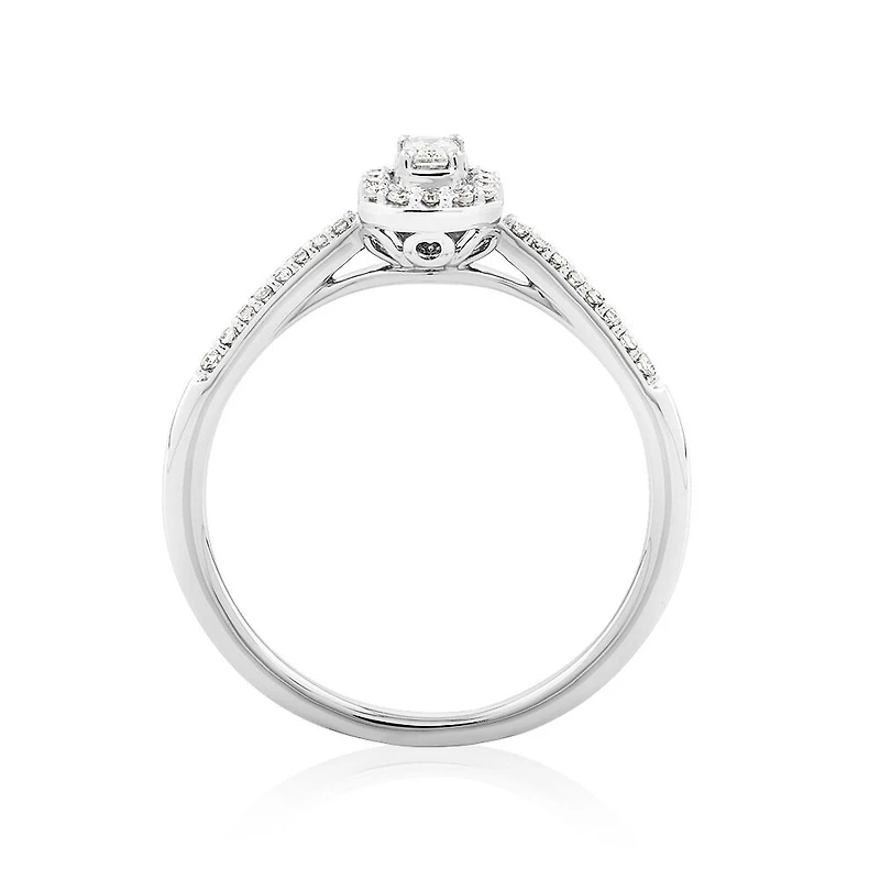 Halo Engagement Ring with .20TW of Diamonds in 10k White Gold