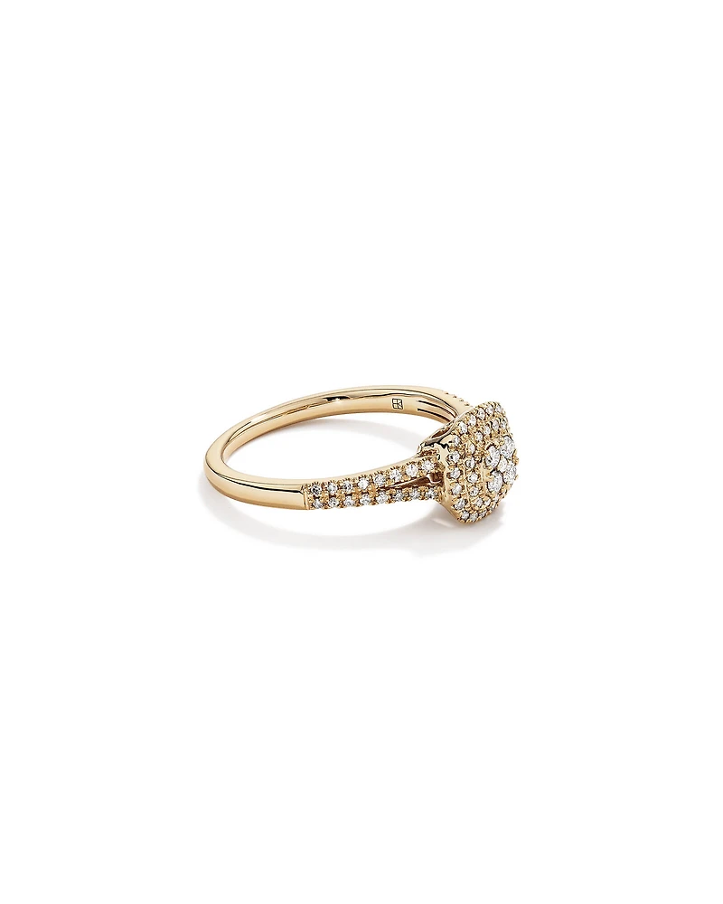 0.30 Carat TW Cushion Cluster Halo Diamond Ring in 10kt White Gold