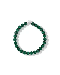 Green Malachite Gemstone Bead Bracelet in Sterling Silver