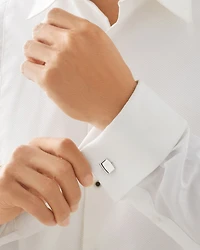 Boutons de manchette rectangulaires argentés pour homme