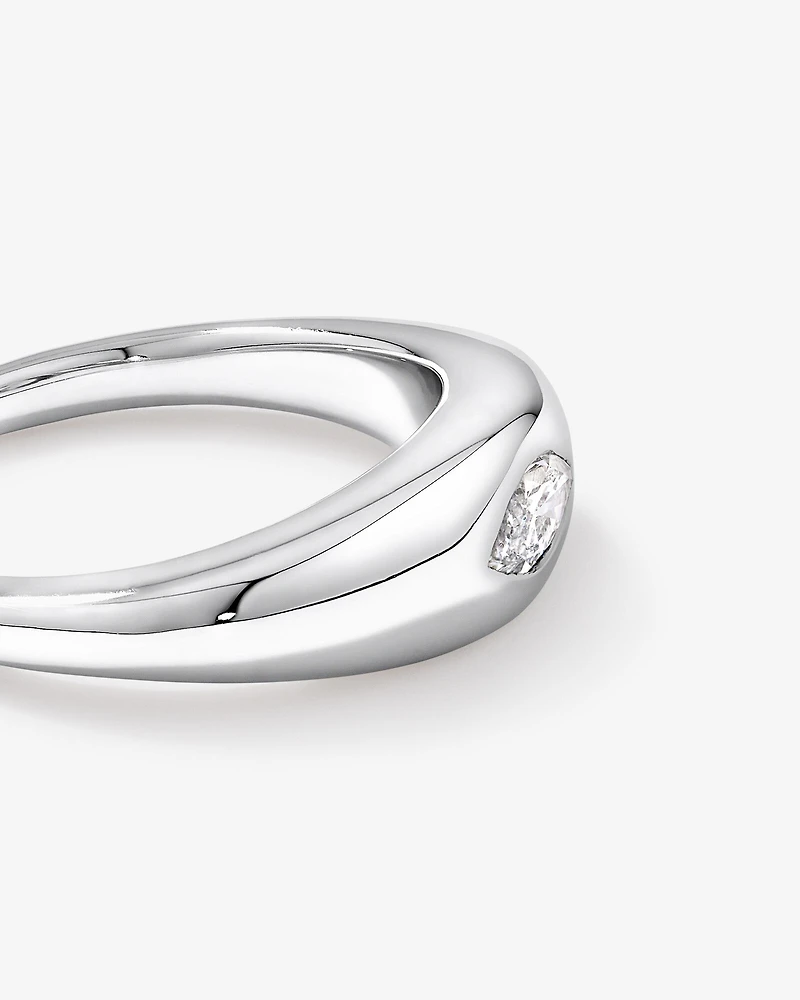 0.30 Carat TW Laboratory-Grown Marquise Diamond Dome Ring in Sterling Silver