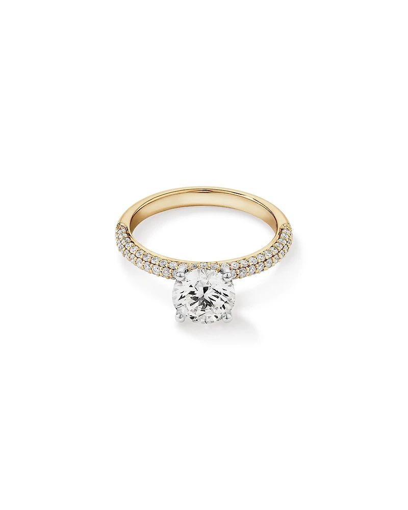 1.95 Carat TW Round Brilliant Laboratory-Grown Diamond Solitaire Side Accent Engagement Ring in 14kt White Gold