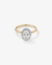 1.46 Carat TW Oval Cut Laboratory-Grown Diamond Halo Engagement Ring in 14kt Rose and White Gold