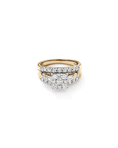 Bague de fiançailles en or blanc et jaune 14 K avec diamants totalisant 1,75 ct