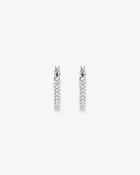 Pavé Cubic Zirconia Small Hoop Earrings in Sterling Silver