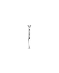 Bague de Fiançailles avec Accent Latéral en Diamant Rond Brillant 0,25 Carat TW en Or Blanc 14 kt
