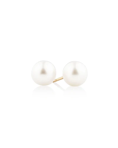 Stud Earrings with 7mm Round Cultured Freshwater Pearls in 10kt Yellow Gold