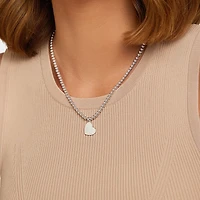 Pendentif cœur gravable en argent sterling avec perles, 45 cm