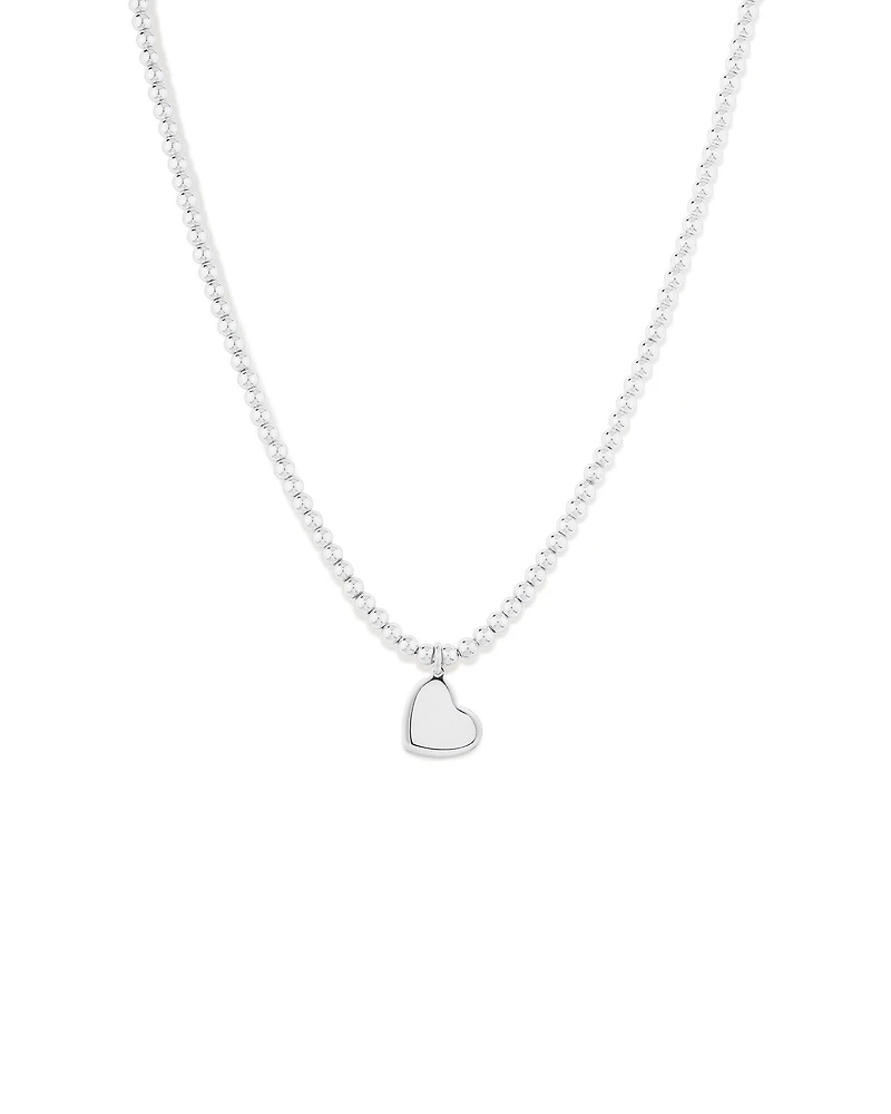 Pendentif cœur gravable en argent sterling avec perles, 45 cm