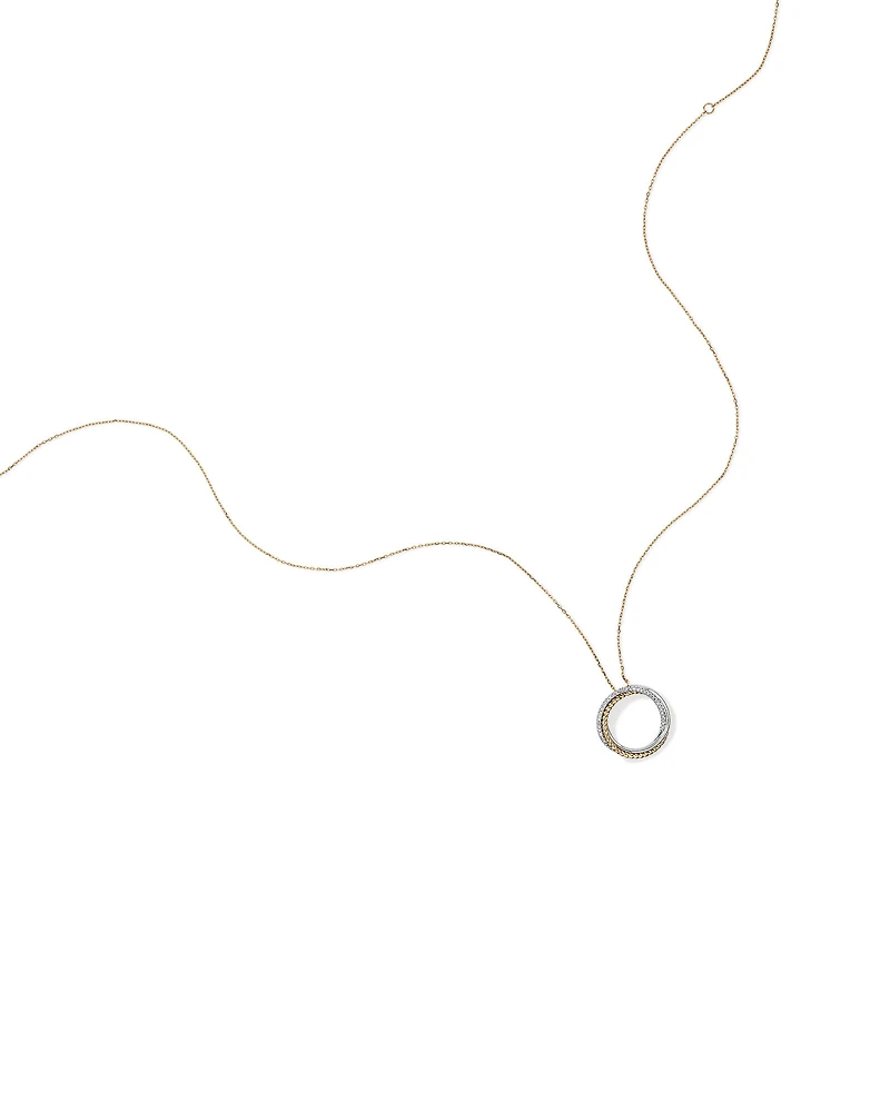 Collier pendentif croisé TW avec diamants TW de 0,11 carat en argent sterling et or jaune 10 carats