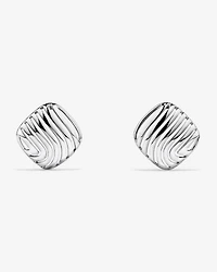 Wavy Ridge Textured Square Stud Earrings in Sterling Silver