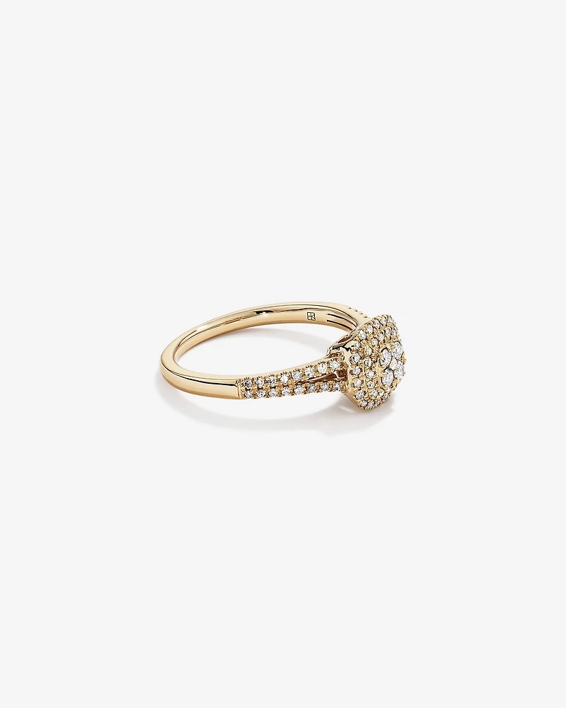 0.30 Carat TW Cushion Cluster Halo Diamond Ring in 10kt White Gold