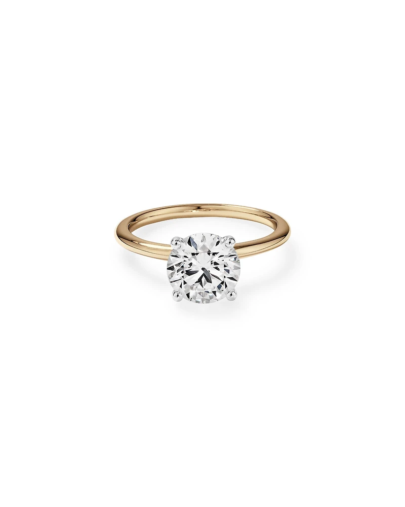 Bague De Fiançailles Solitaire En Diamant De Laboratoire Rond Brillant De 2 Carats Poids Total En Or Blanc 14 Carats