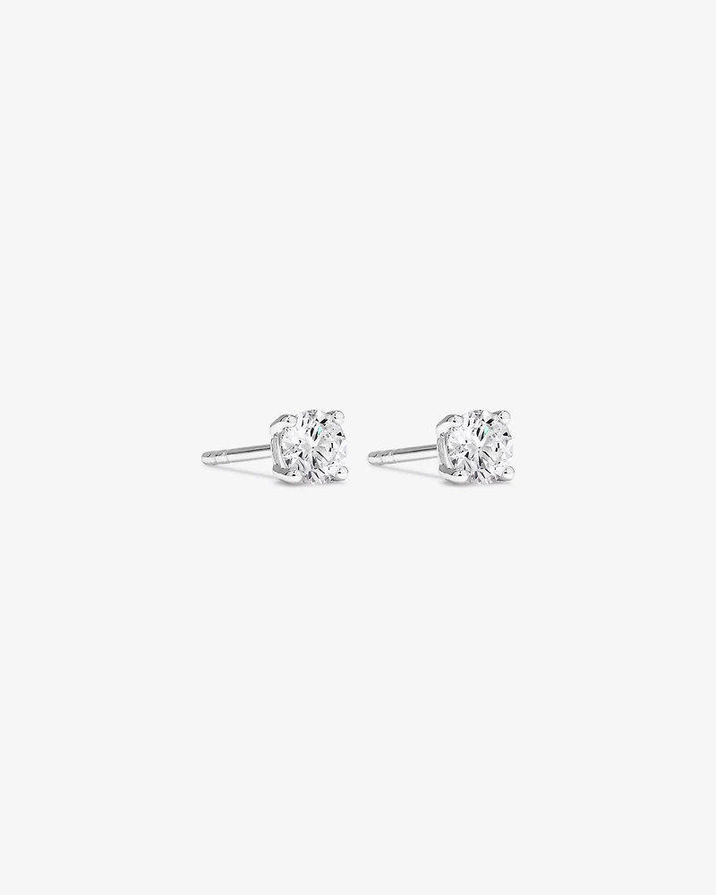 0.60 Carat TW Round Brilliant Laboratory-Grown Diamond Solitaire Stud Earrings in 10kt White Gold