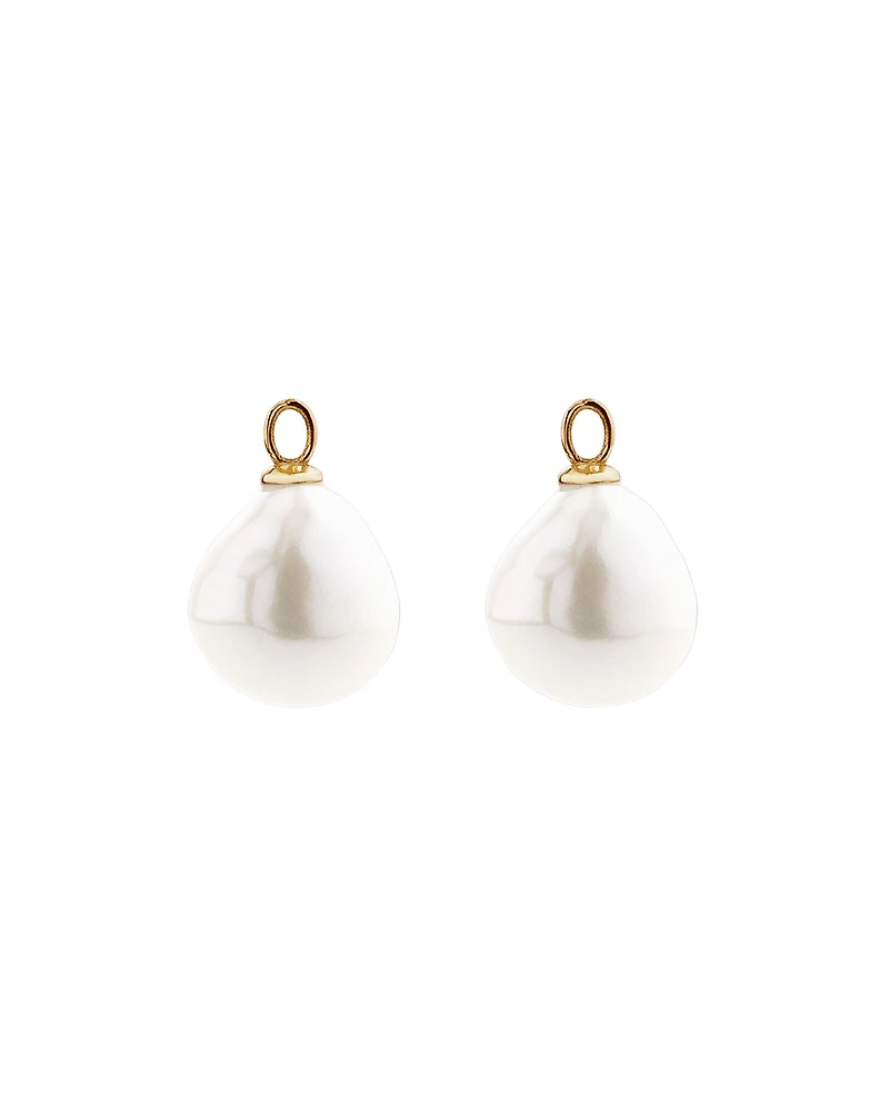 Pendants d'oreilles en barre de 6 à 6,5 mm en or jaune 10 K avec perles baroques d'eau douce de culture