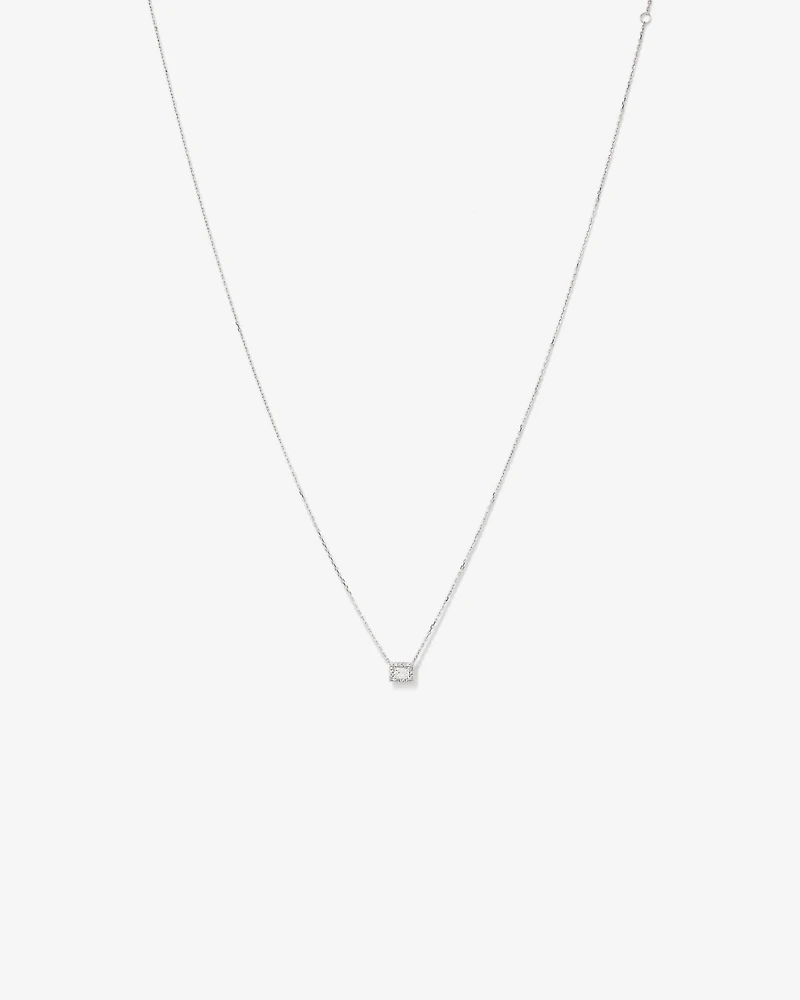 0.23 Carat TW Emerald Diamond Halo Pendant in 10kt White Gold